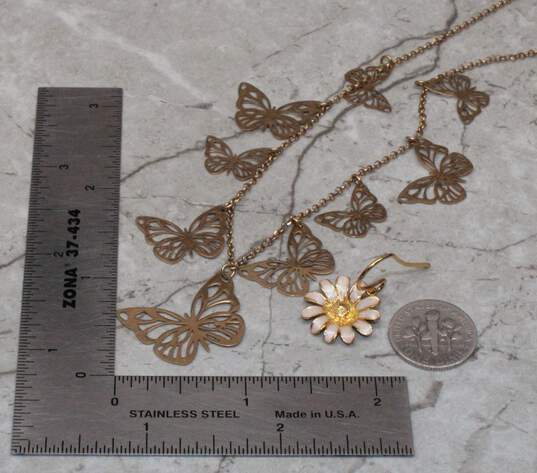 Dyadema Vermeil Butterfly Necklace & Daisy Earrings - 8.4g image number 6