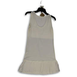 NWT Womens White Pleated Hem Round Neck Sleeveless Pullover Mini Dress Sz S alternative image