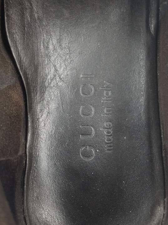 Authentic Gucci Brown Crepe Loafers M 9E image number 8
