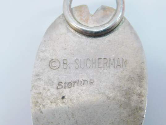 Artisan B. Sucherman Sterling Silver Art Glass Earrings For Repair 9.9g image number 6