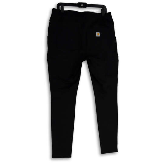 Womens Black Elastic Waist Slash Pocket Pull-On Ankle Pants Size Large image number 2
