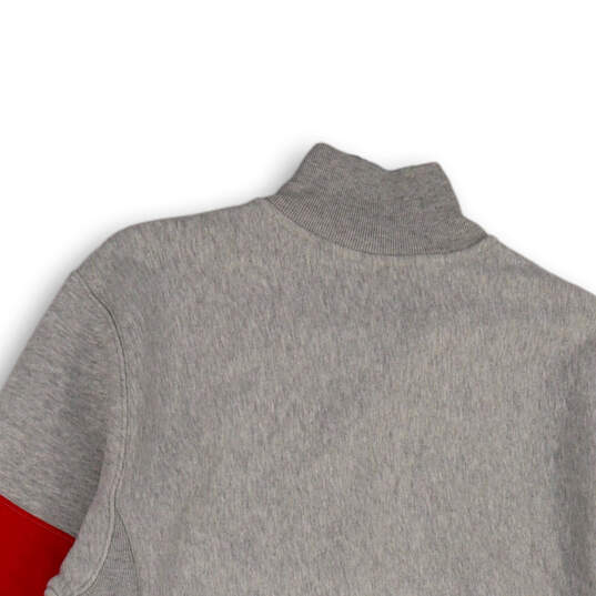 Mens Gray Long Sleeve Quarter Zip Kangaroo Pocket Pullover Sweatshirt Sz S image number 4
