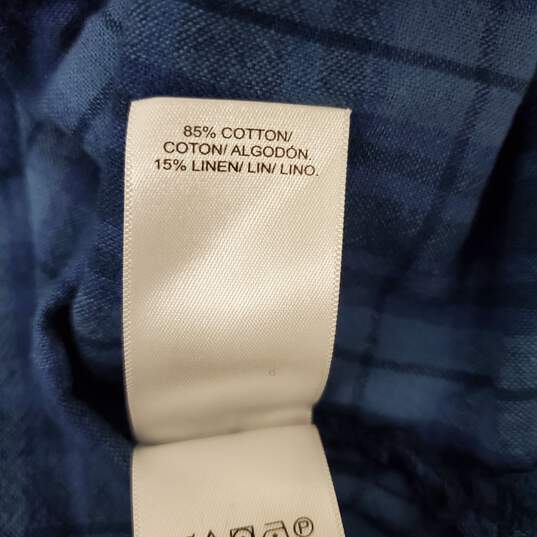 NWT Lucky Brand WM's Blue Plaid Ruffle Cotton Blend Button Shirt Size XL image number 3