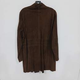 Coldwater Creek Brown Suede Button Up Coat Women's Size XL alternative image