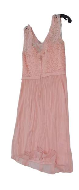 Womens David's Bridal Pink Sleeveless V Neck Knee Length Fit & Flare Dress Size 6 alternative image