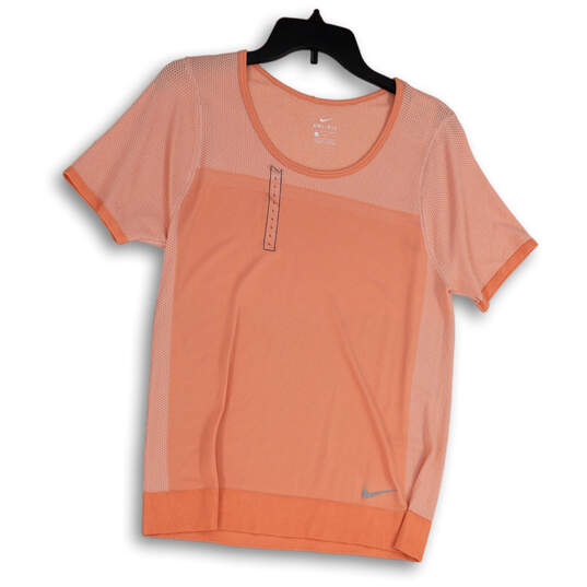 NWT Womens Orange Round Neck Short Sleeve Pullover T-Shirt Size Large image number 1