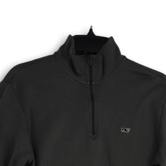 Womens Gray Mock Neck 1/4 Zip Long Sleeve Pullover Sweatshirt Size XS image number 3