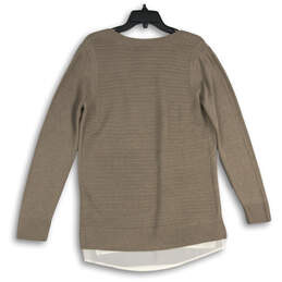 NWT Womens Beige Long Sleeve V-Neck Knitted Pullover Sweater Size Large alternative image