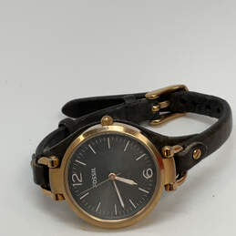 Designer Fossil ES3077 Gold-Tone Leather Strap Round Dial Analog Wristwatch alternative image
