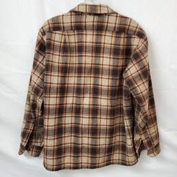 Pendleton Brown Wool Board Shirt Long Sleeve Button Plaid Size L alternative image