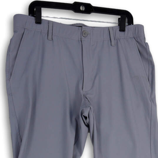 Mens Gray Flat Front Slash Pocket Straight Leg Chino Pants Size 36X32 image number 3