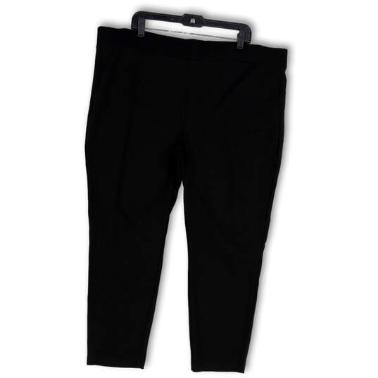 Womens Black Elastic Waist Flat Front Stretch Pull-On Ankle Pants Size 22W image number 1