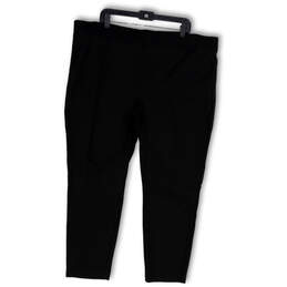 Womens Black Elastic Waist Flat Front Stretch Pull-On Ankle Pants Size 22W