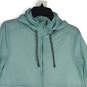 Womens Teal Long Sleeve Drawstring Hooded Full-Zip Jacket Size Medium image number 3