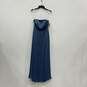 NWT Womens Blue Satin Strapless Back Zip Slit Bridesmaid Maxi Dress Size 8 image number 1