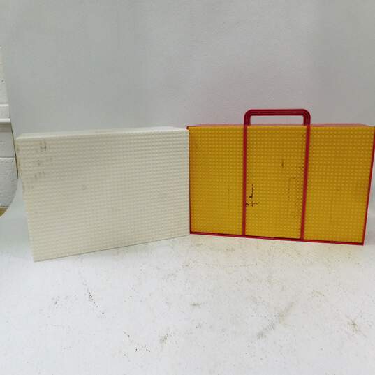 LEGO Red & Yellow Storage Bin Slide Case w/ LEGO Ikea Bygglek White Storage Box image number 1
