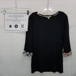 AUTHENTICATED Burberry Brit Black Cotton Long Sleeve Shirt Wms Size L