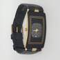 Sonic Black & Gold Tone Geometric Curved Case Vintage Quartz Watch image number 6