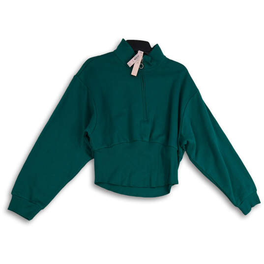 NWT Womens Green Mock Neck Long Sleeve 1/2 Zip Pullover Sweatshirt Size XL image number 1