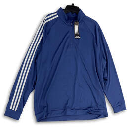 NWT Mens Blue Long Sleeve 1/4 Zip Mock Neck Activewear Track Jacket Size XL