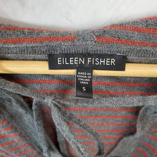 Eileen Fisher Ash Lava Fine Merino Striped Short Sleeve Hooded Top Size S image number 4