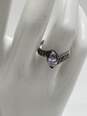 Womens Designer Round Shape Purple Amethyst Silver Ring Size 8 4.1g image number 5