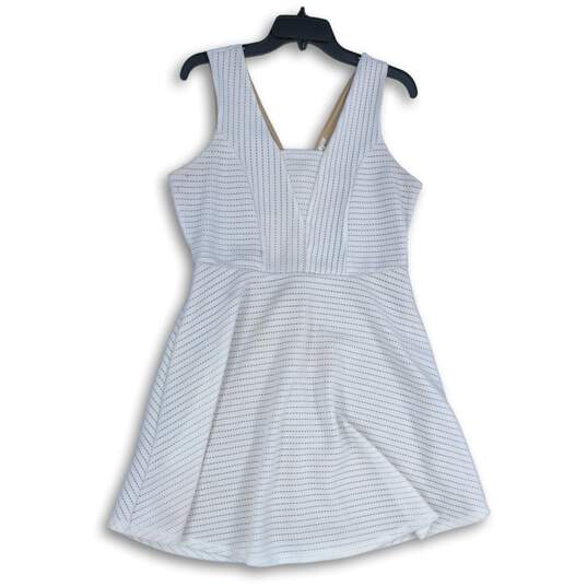 Maurices Womens White Pinstriped Sleeveless Back Zip Short A-Line Dress Sz 11/12 image number 1