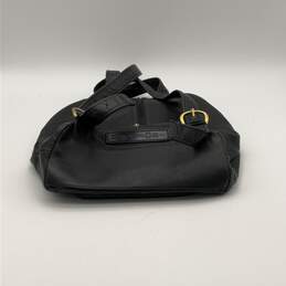 Womens Black Leather Inner Outer Pocket Adjustable Strap Drawstring Backpack alternative image