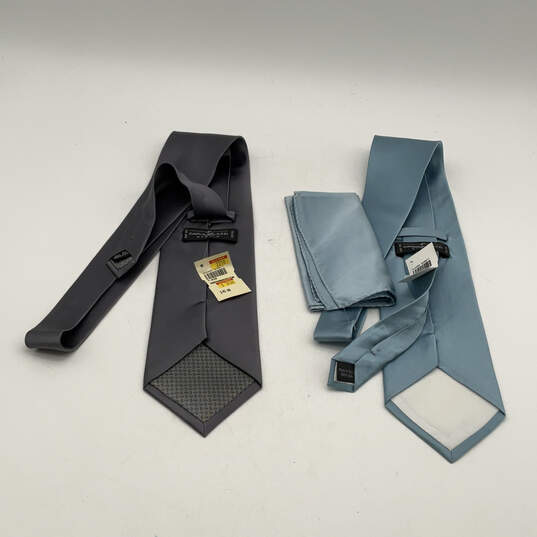 Lot Of 2 Mens Blue Black Silk  Four-In-Hand Adjustable Designer Neck Tie image number 2