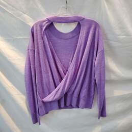 Halogen Purple Spectre Heather Wool Blend Open Back Top NWT Size L alternative image