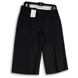NWT Womens Gray Flat Front Wide Leg Pockets Regular Fit Capri Pants Size 6