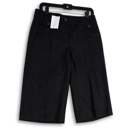 NWT Womens Gray Flat Front Wide Leg Pockets Regular Fit Capri Pants Size 6 image number 1