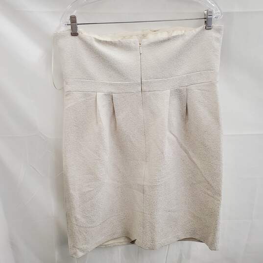 Armani Exchange Off-White Jacquard Crepe Studded Strapless Mini Dress Women's Size 14 image number 3