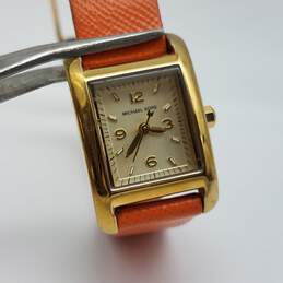 Michael Kors Tank 18mm Gold Tone Case with Orange leather strap Lady's Stainless Steel Quartz Watch