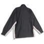 Mens Black Mock Neck Long Sleeve Full-Zip Windbreaker Jacket Size Large image number 2