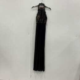 NWT Morgan & Co Womens Black Lace Sleeveless Back Zip Maxi Dress Size 0