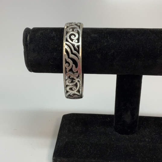 Designer Brighton Silver-Tone Scroll Design Hinged Classic Bangle Bracelet image number 1