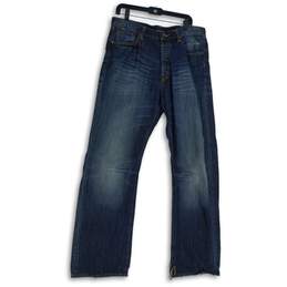 Ed Hardy Womens Blue Denim Embroidered Medium Wash Straight Leg Jeans Size 36