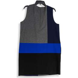 DKNY Womens Gray Navy Blue Colorblock Crew Neck Sleeveless Shift Dress Size L alternative image