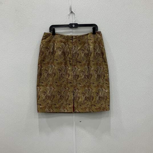 Chetta B Womens Gold Brown Paisley 2 Piece Blazer & Skirt Set Size 14 image number 4