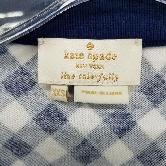 Kate Spade Blue & White Cotton Button Up Knit Top WM Size XXS image number 3