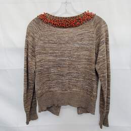 Moth Anthropologie Brown & Orange Bead Embellished Cardigan Sweater Size S alternative image