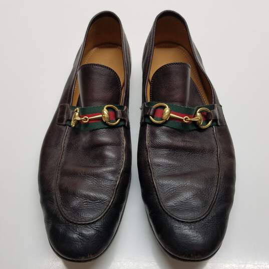 AUTHENTICATED MEN'S GUCCI STRIPE HORSEBIT LOAFERS SZ 12 image number 3
