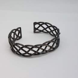 Sterling Silver Open Work Basket Weave Cuff Bracelet 28.1g