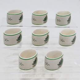 Vintage Spode Christmas Tree Oval Porcelain Napkin Ring Holders Set of 8 alternative image
