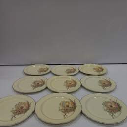 Bundle of 9 Lido W.S. George Canarytone Ceramic Floral Pattern Plates
