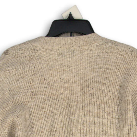 Womens Beige Front Pockets Long Sleeve Knitted Cardigan Sweater Size Small image number 4