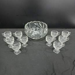 11PC Glass Punch Bowl & Cup Bundle