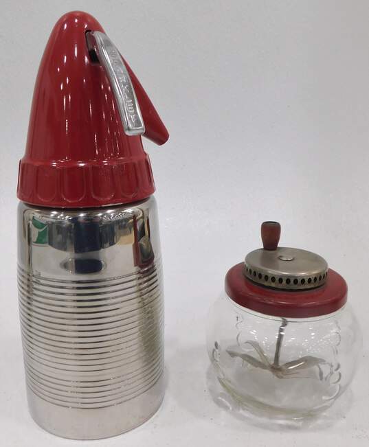 MCM Mid Century Assorted Kitchen Items Juicer Egg Beater Sparkletts Seltzer Bottle image number 3