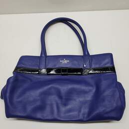 Kate Spade Blue Leather Snap Closure Tote Bag